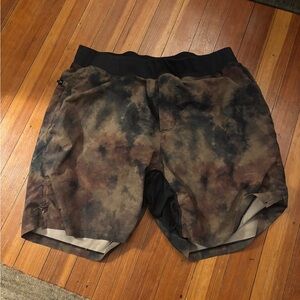Fabletics Men's Athletic Shorts - Black and Brown Tie-Dye